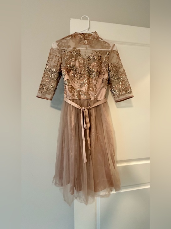 Chi Chi London Dresses & Skirts - Chi Chi London Rose Gold Embroidered Lace & Tulle Midi Dress
